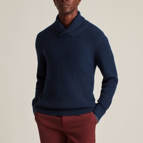 Bonobos knit sweater cotton navy heathered shawl collar pullover turtleneck - Picture 1 of 8